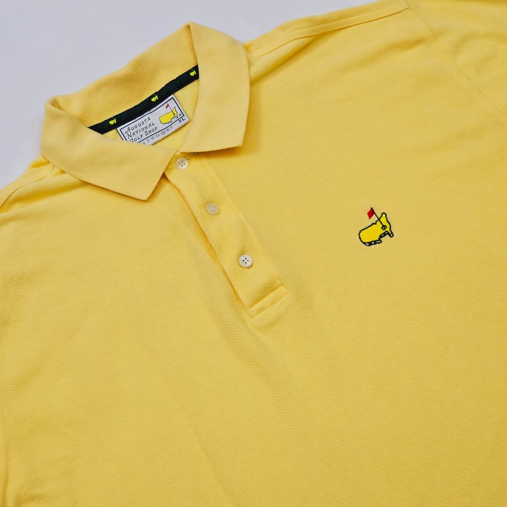 Augusta National Masters Polo Mens XL Slazenger‎ Yellow Cotton Pique Golf Shirt